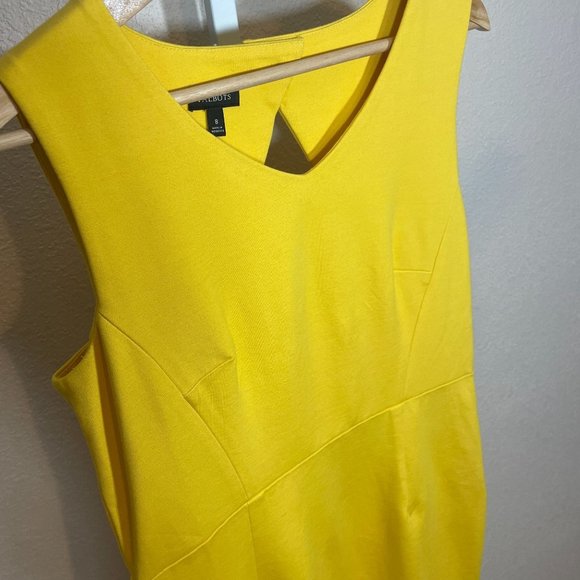 Talbots Yellow Sleeveless Sheath Dress Knee Length V Neck Cutout Detail NWT Size - Picture 3 of 11